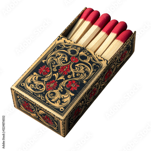 Vintage Matchbox with Decorative Floral Design