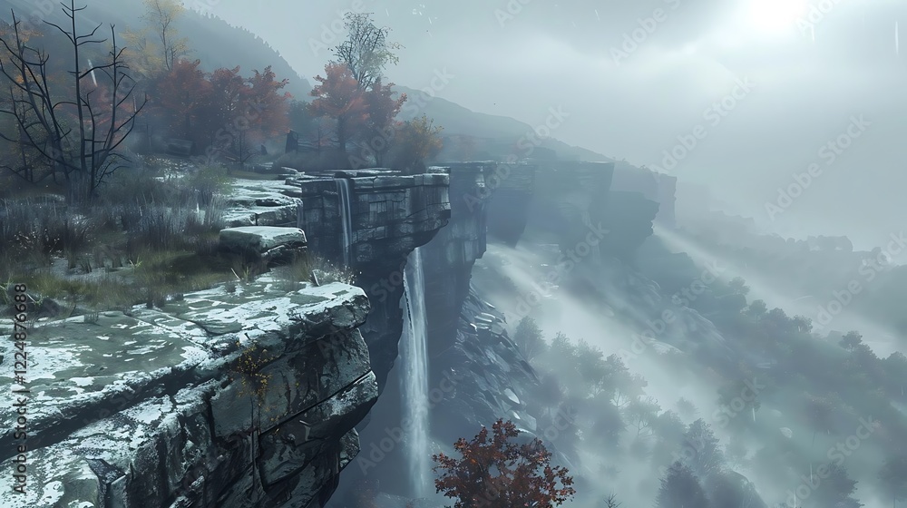 Fototapeta premium Cliffs and mountains are dramatic landforms shaped by geological forces. Cliffs are steep rock faces, often near water or high ground, while mountains are large, elevated landmasses. Both offer breath