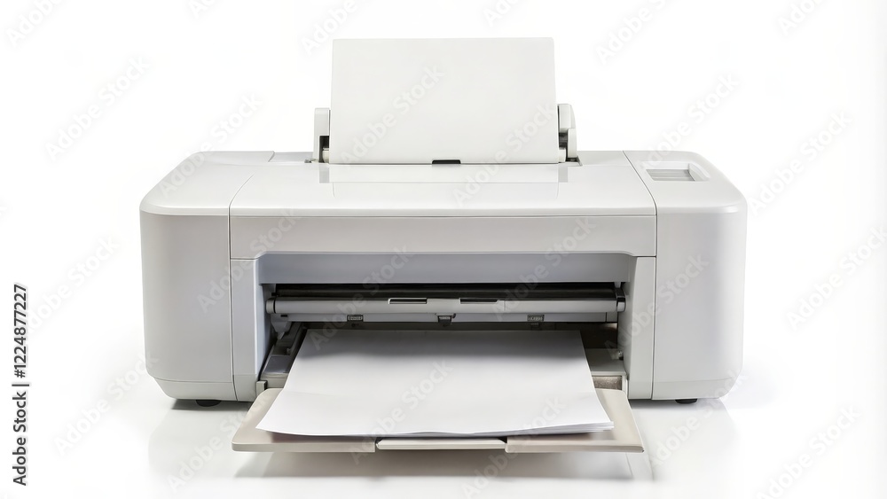 White Inkjet Printer Printing Document White Inkjet Printer Printing Document