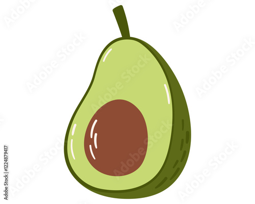 Fruit avocado in cartoon hand drawn simple style. Editable variable color