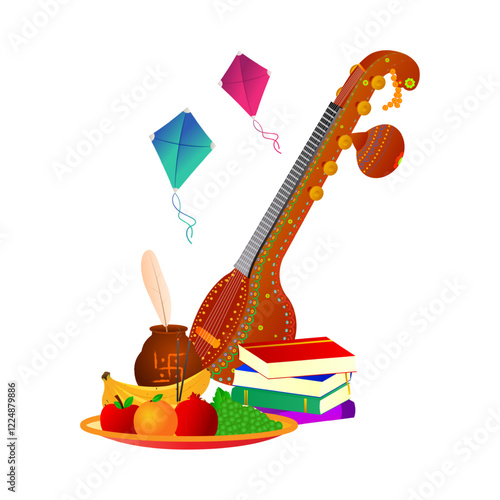 Vector illustration of Vina Instrument with elements on transparent background