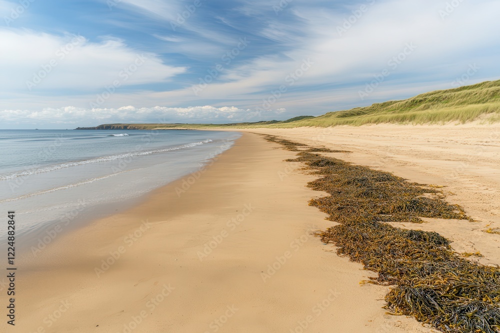 Seaweed is a vegan superfood perfect for a healthy diet. Serene beach with gentle waves and seaweed along the shore. Seaweed is a vegan superfood perfect for a healthy diet. Serene beach with gentle waves and seaweed along the shore.