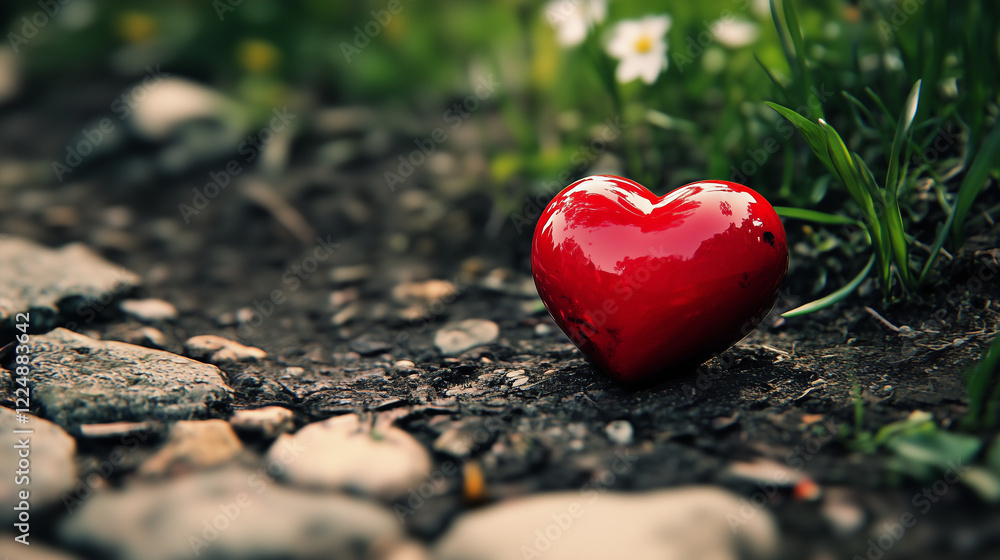 Fototapeta premium red heart shape on an earthy background