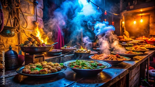 Rawalpindi Street Food: Neon Lights & Studio Smoke Photography photo