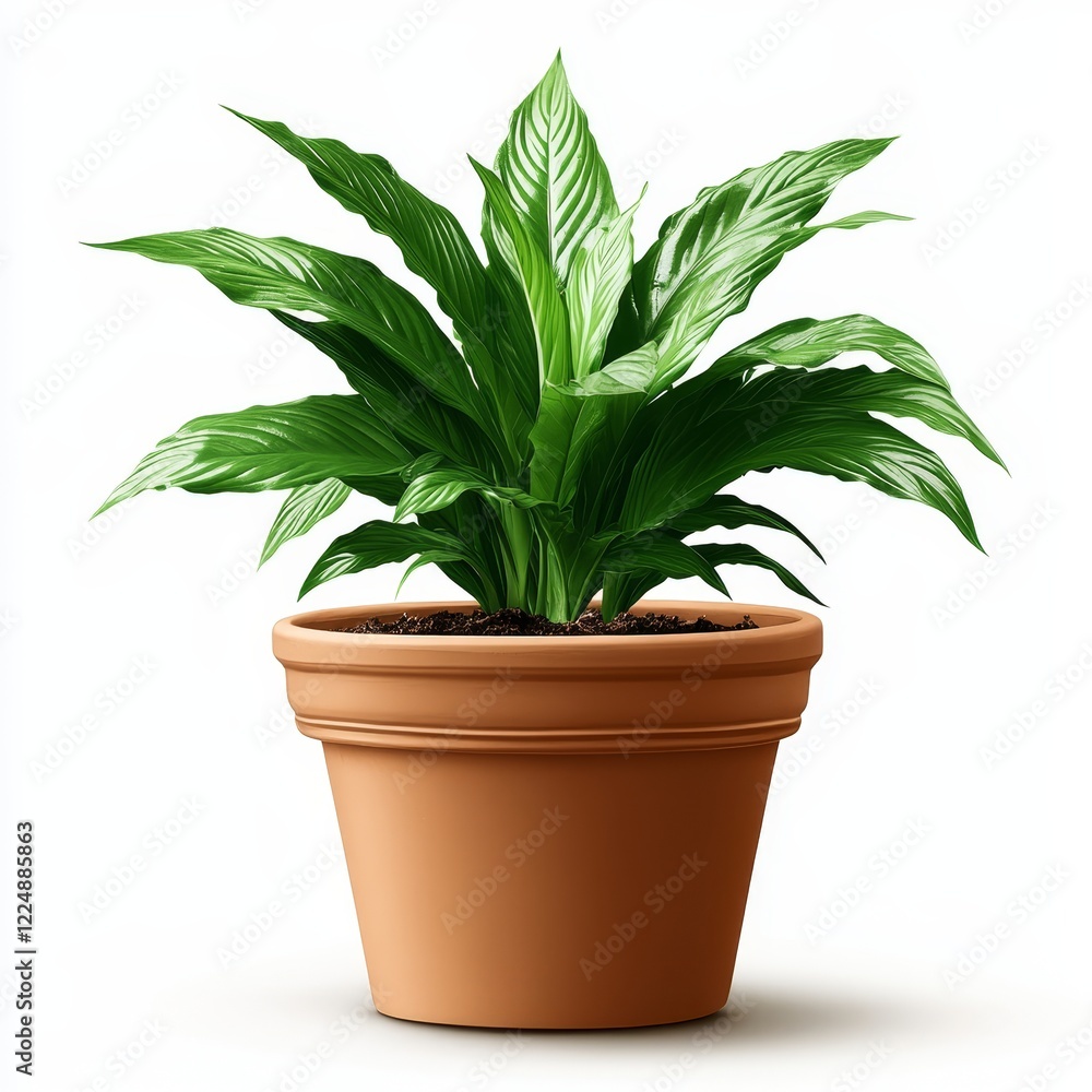 Obraz premium A large potted plant isolated on a clean white background with a cut-out effect, showcasing its lush greenery and natural beauty, ideal for interior design, gardening, or decor concepts.