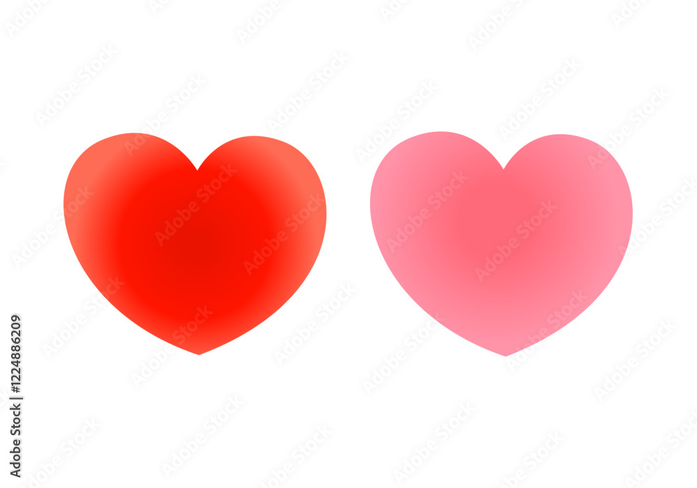 Red and pink gradient hearts set icons Valentines day gift decoration card Red and pink gradient hearts set icons Valentines day gift decoration card