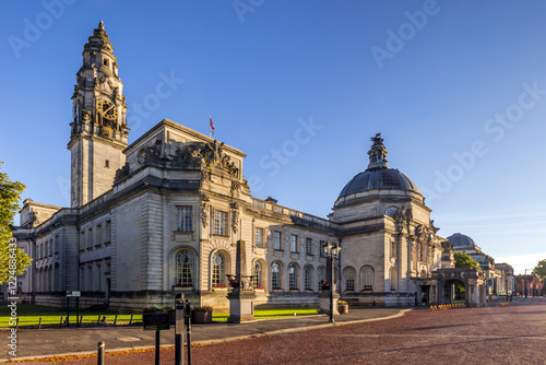 Cardiff City Hall, a Grade I listed building in Cathays Park, Cardiff, Wales
