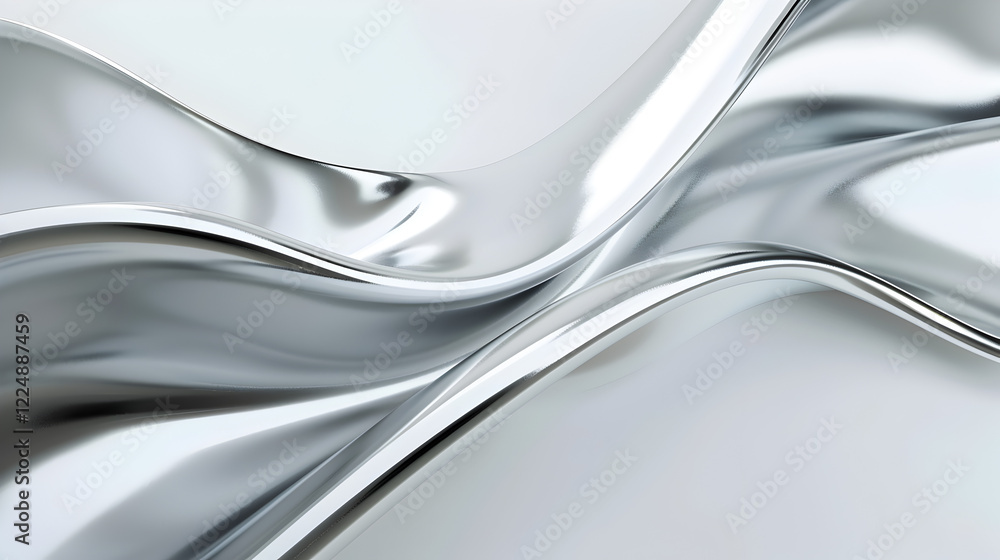 Obraz premium Abstract metallic waves create a smooth, reflective surface with a modern aesthetic.