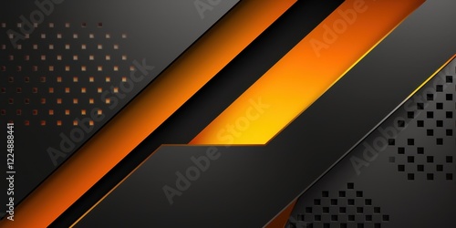 Abstract Orange and Black Geometric Design Background Modern Tech Wallpaper