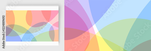 Abstract background with translucent overlapping coloured shapes. Modern design. 3d vector illustration for brochure, banner, flyer or presentation.
