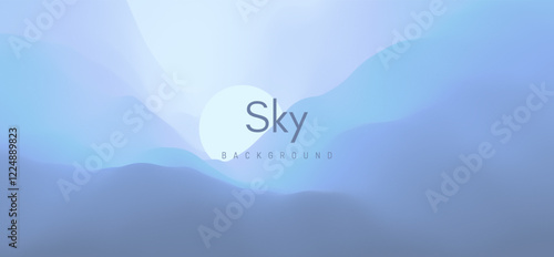 Sky with sun in the clouds. Nature background. Modern pattern. 3d vector Illustration for brochure, poster, presentation, flyer or banner.