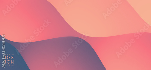 Multilayer texture. Abstract wavy background with modern gradient colors. Trendy liquid design. Cover design template. Motion sound wave. 3D illustration for brochure, poster, presentation or banner.