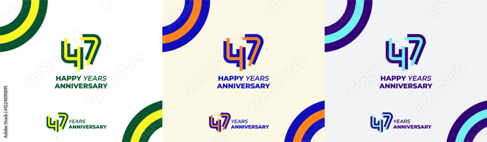 Logo Years Modern Line Colorful 47th, 47th Happy Anniversary with Colorful Line Stack, Minimalist and Modern. Logo Years Modern Line Colorful 47th, 47th Happy Anniversary with Colorful Line Stack, Minimalist and Modern.
