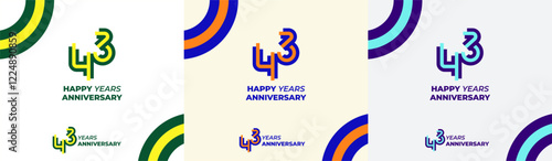 Logo Years Modern Line Colorful 43th, 43th Happy Anniversary with Colorful Line Stack, Minimalist and Modern.