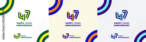 Logo Years Modern Line Colorful 47th, 47th Happy Anniversary with Colorful Line Stack, Minimalist and Modern. photo