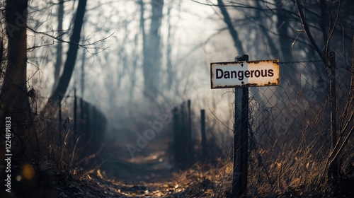 Mysterious Pathway through Foggy Forest Landscape photo