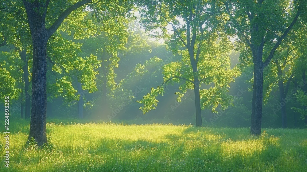 Enchanting forest bathed in early morning mist, with soft sunlight breaking through the trees, creating a magical and serene atmosphere that captures the tranquil beauty of nature at dawn. Enchanting forest bathed in early morning mist, with soft sunlight breaking through the trees, creating a magical and serene atmosphere that captures the tranquil beauty of nature at dawn.