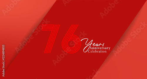 76 Years Anniversary Celebration, elegant seventy-six-years anniversary celebration card with red abstract background. photo