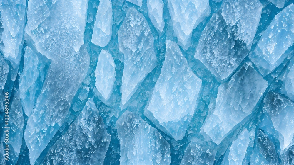 Obraz premium icy stone texture with cracks filled with luminous blue and white frost