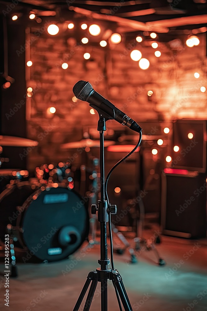 Obraz premium professional microphone on stage. Selective focus.