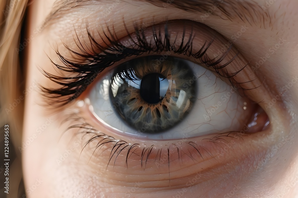 Naklejka premium Long eyelashes in a female eye close-up