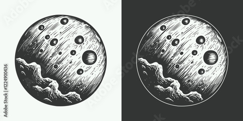Vintage retro engraving space galaxy planet gravure illustration