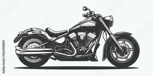 Vintage retro jand drawn engraving illustration of motorcycle side view