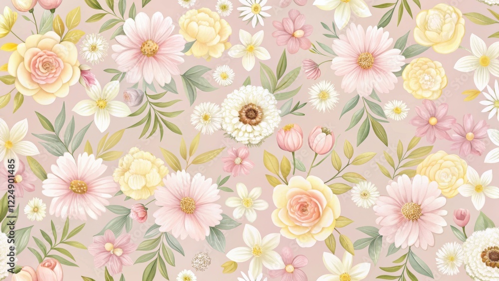 Obraz premium Floral patterns with pastel colors