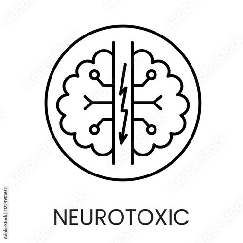 A symmetrical icon in vector, with branching neurons, representing neural networks and neurotoxicity, with an editable stroke