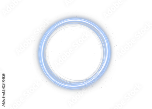 glowing blue neon ring with magical swirl and energy trail—ideal for PNG effects in futuristic, fantasy, or luxury-themed digital designs.