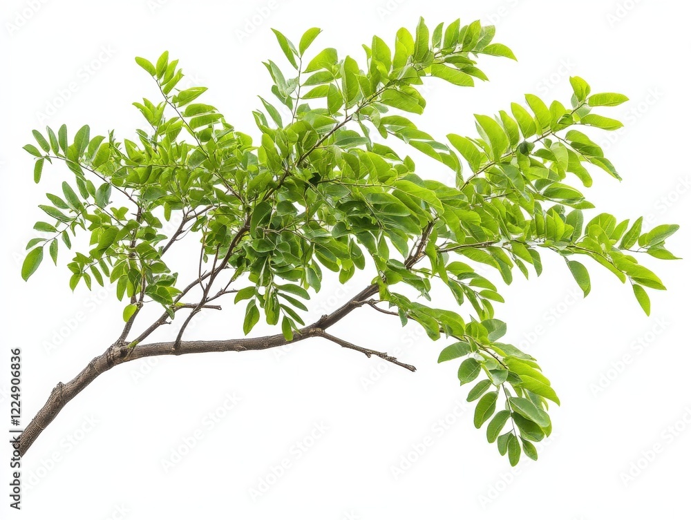 Locust Tree Isolated on White Background. Branches of Green Tree in Nature Locust Tree Isolated on White Background. Branches of Green Tree in Nature