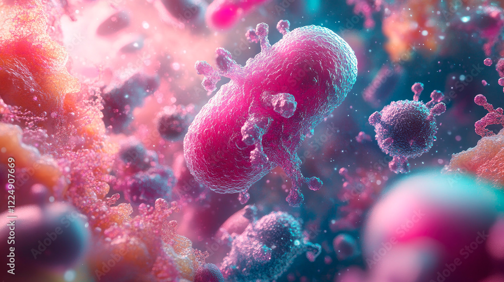 Naklejka premium Bacteria outbreak and bacterial infection background. Close up microscopic bacteria cells.