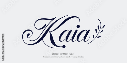 Elegant serif font "Kaia" meticulously crafted for luxury branding and logo creation. This classic yet minimal typeface is ideal for wedding alphabets, fashion logos, and premium designs