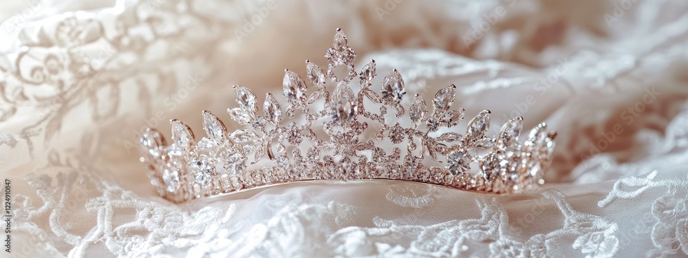 Obraz premium Tiara with stones on a beautiful background. Selective focus.