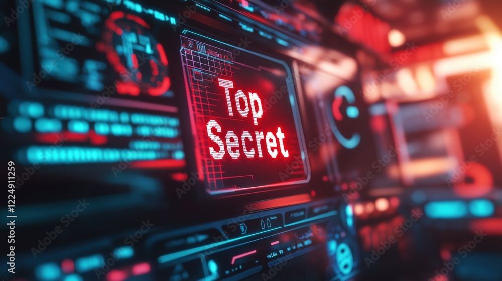Futuristic Interface with Top Secret Display Futuristic Interface with Top Secret Display