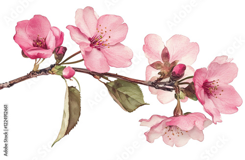 pink cherry blossom isolated on transparent background