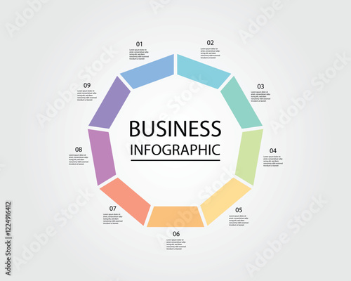 Business Infographic hexagon modern design template for banners and infographics for 9 line step 