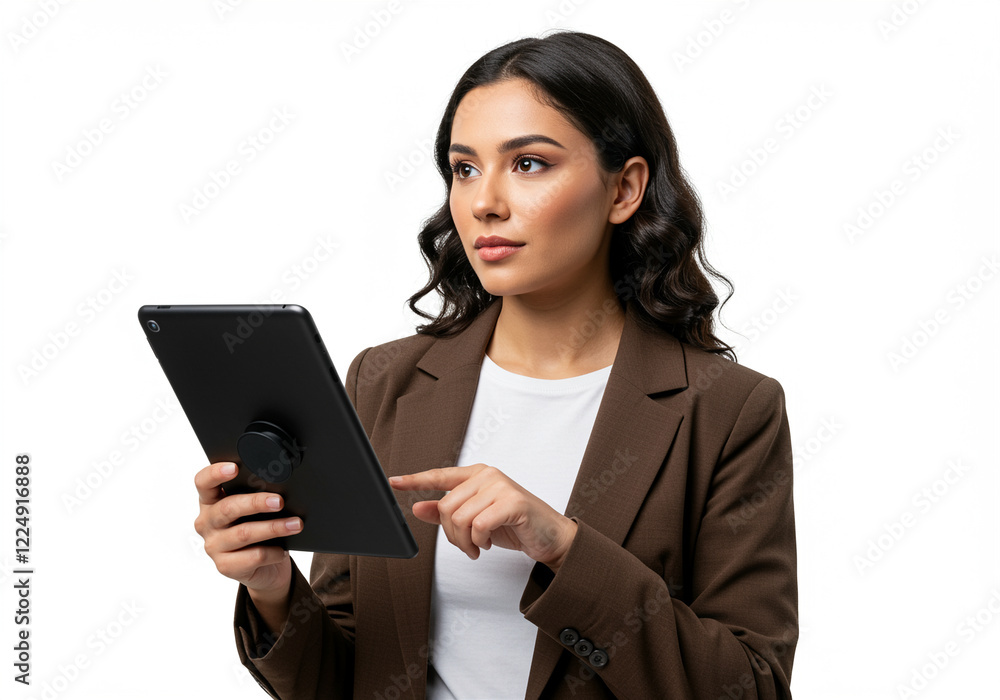 Business woman using tablet in modern office setting engaged in digital communication and technology Business woman using tablet in modern office setting engaged in digital communication and technology