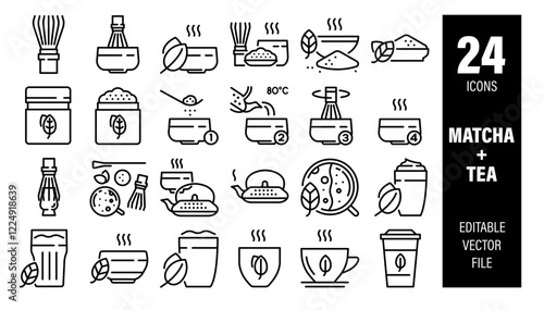 Icon Set Matcha Green Tea Antioxidant