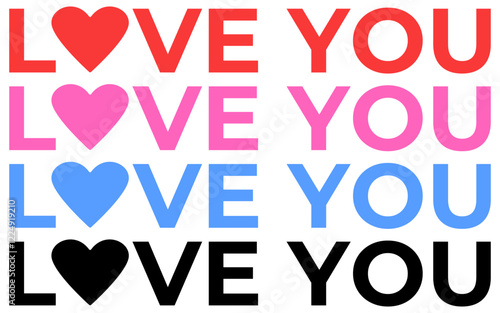 Love you text in different colors on white background with heart icon
Declaration of love on Valentine's Day