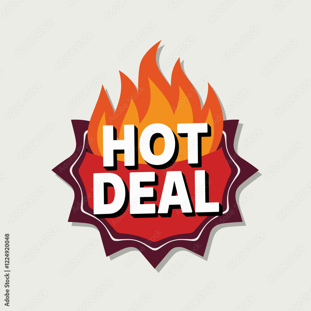 Hot Deal Promotional Badge with Flames Hot Deal Promotional Badge with Flames