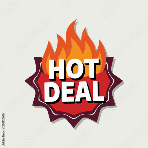 Hot Deal Promotional Badge with Flames