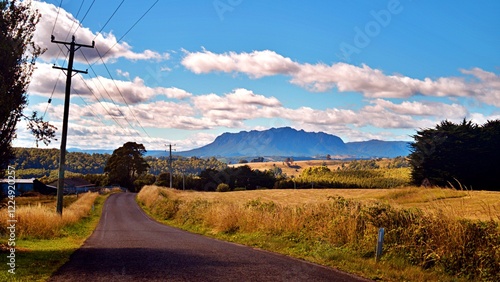 A view of mountains in Cradle Mountain-Lake St Clair National Park, Tasmania, Australia. photo