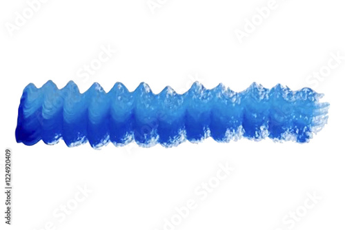 Blue brush wave stroke with acrylic or gouache paint, marine theme, wavy texture, tracing isolated on white background.