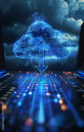 Cloud computing technology data storage concept on virtual screen.