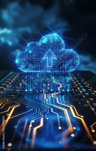 Cloud computing technology data storage concept on virtual screen.