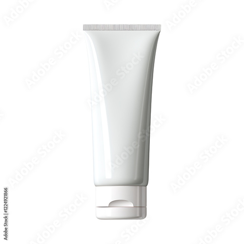 Sunscreen blank white tube isolated on transparent background