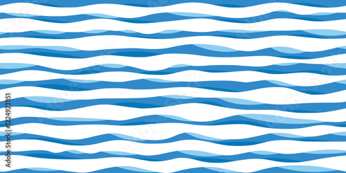 Seamless pattern, wavy lines, sea waves stylization, vector background