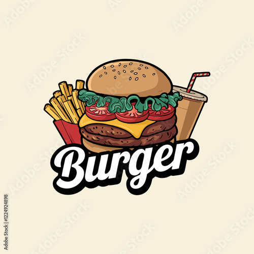 burger Logotype for restaurant or cafe or fast food. Vector illustration, Fast food logo
