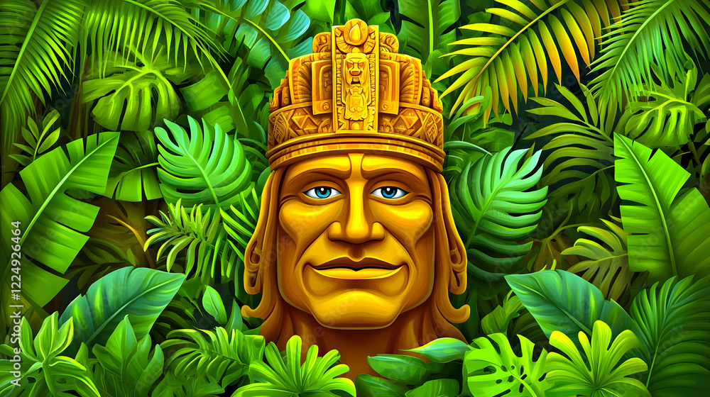 Fototapeta premium Golden King Jungle Portrait, Game Asset
